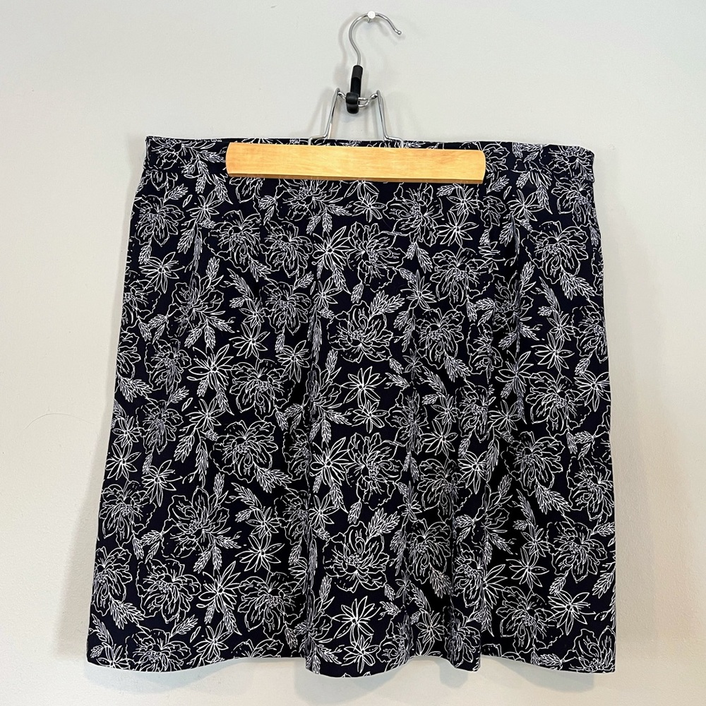 Large navy & white floral skirt